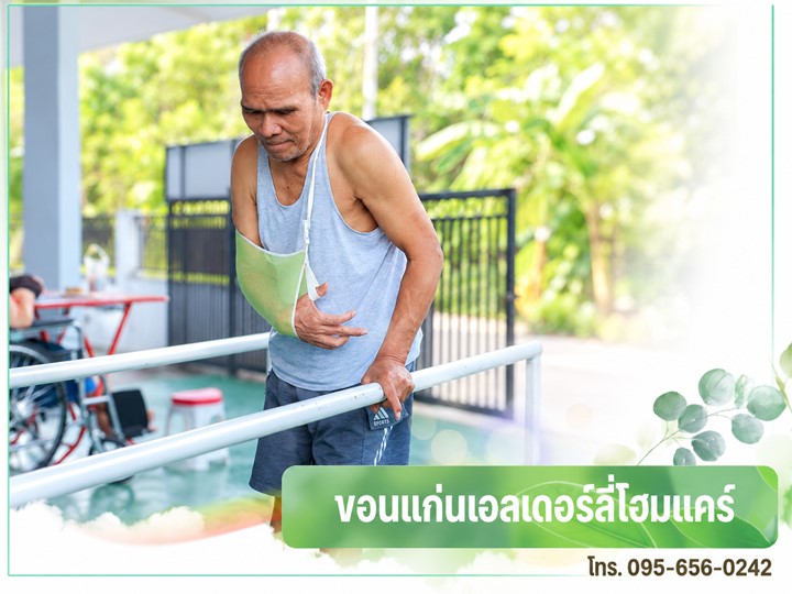 ผู้สูงอายุฝึกเดินในสวนฟื้นฟู ผู้สูงอายุฝึกเดินในสวนฟื้นฟู